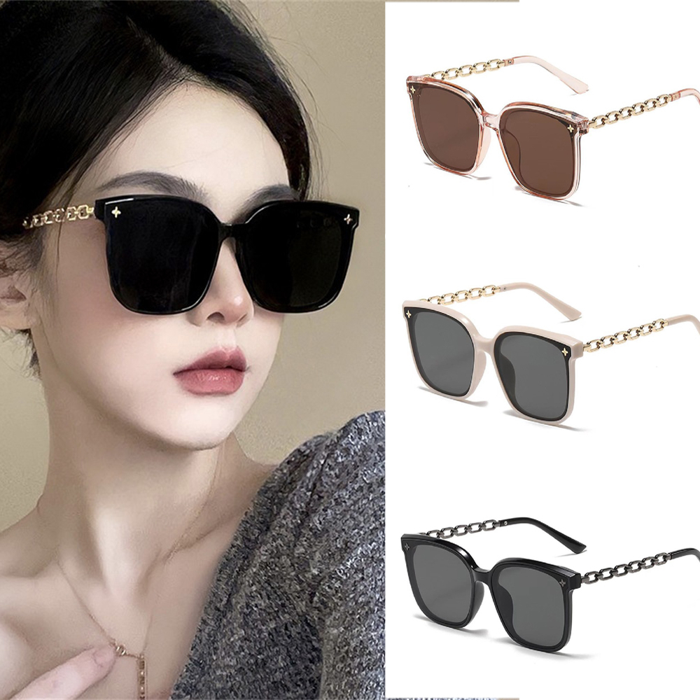 Creative Large Metal Frame Polarized Sunscreen Sunglasses Round Face