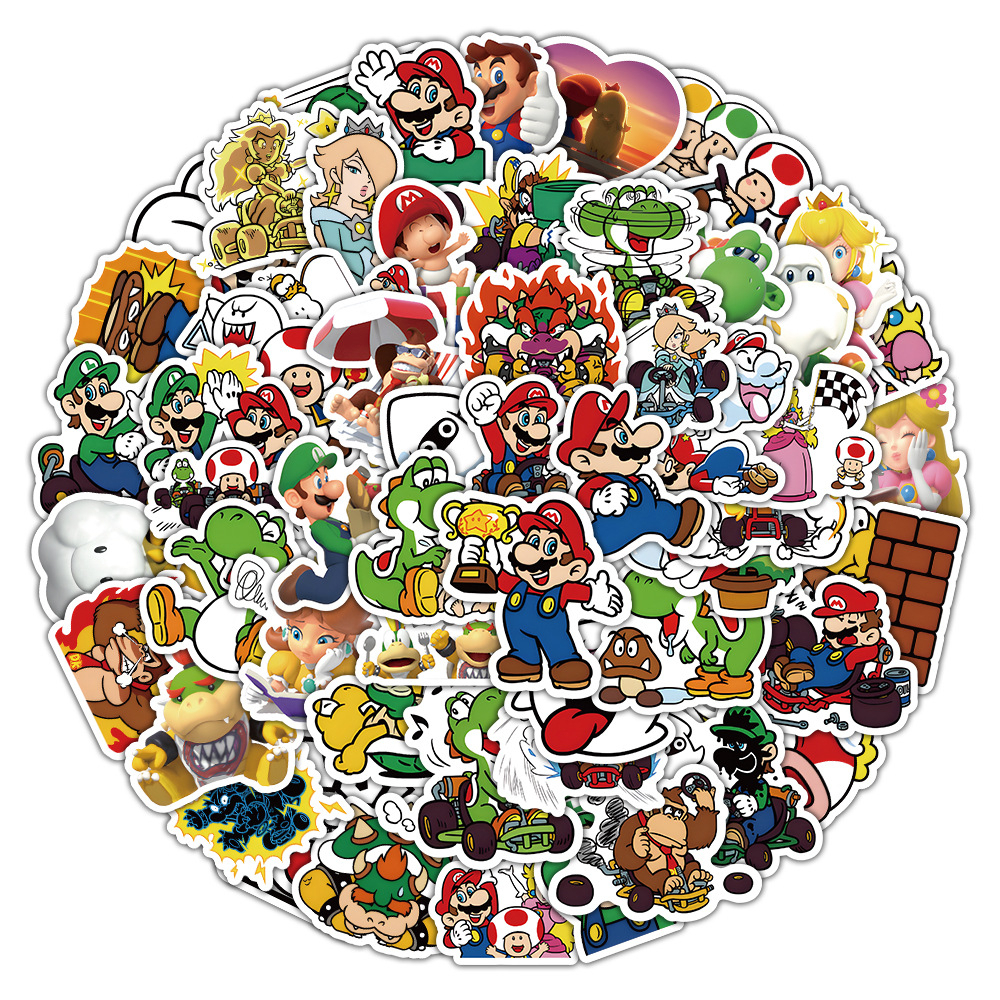 64PCS Super Mario Game Stickers For Luggage Phone Guitar Laptop ...