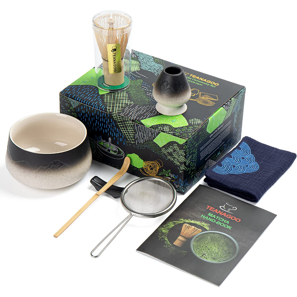 Japanese Matcha Tea Set - 8-Piece Kit With Bamboo Whisk, Bowl, Scoop & More