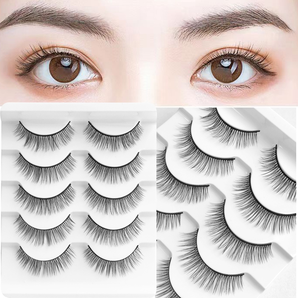 10Pairs False Eyelash Natural 3D Fluffy Eyelash Extensions Soft Wispy ...