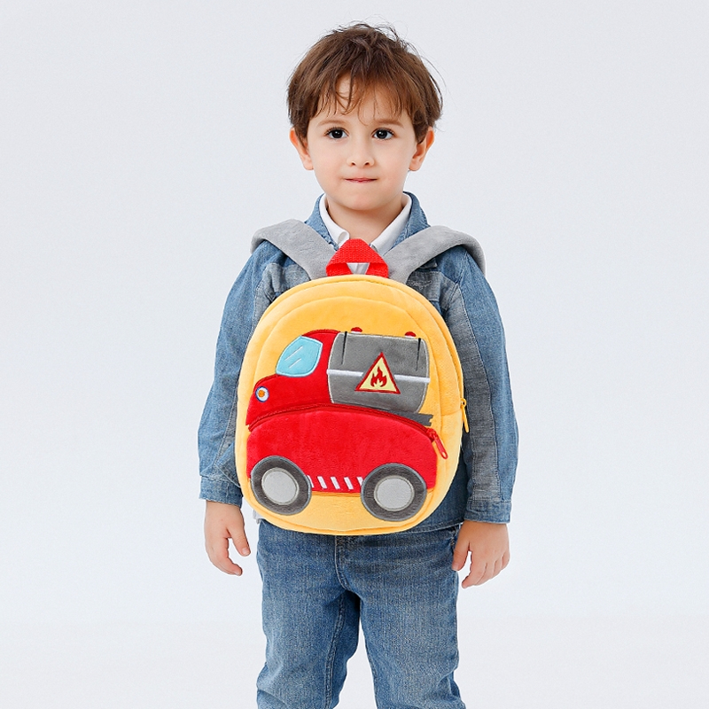 Kids bag Cute cartoon tanker plush bag School bag for kindergarten 25