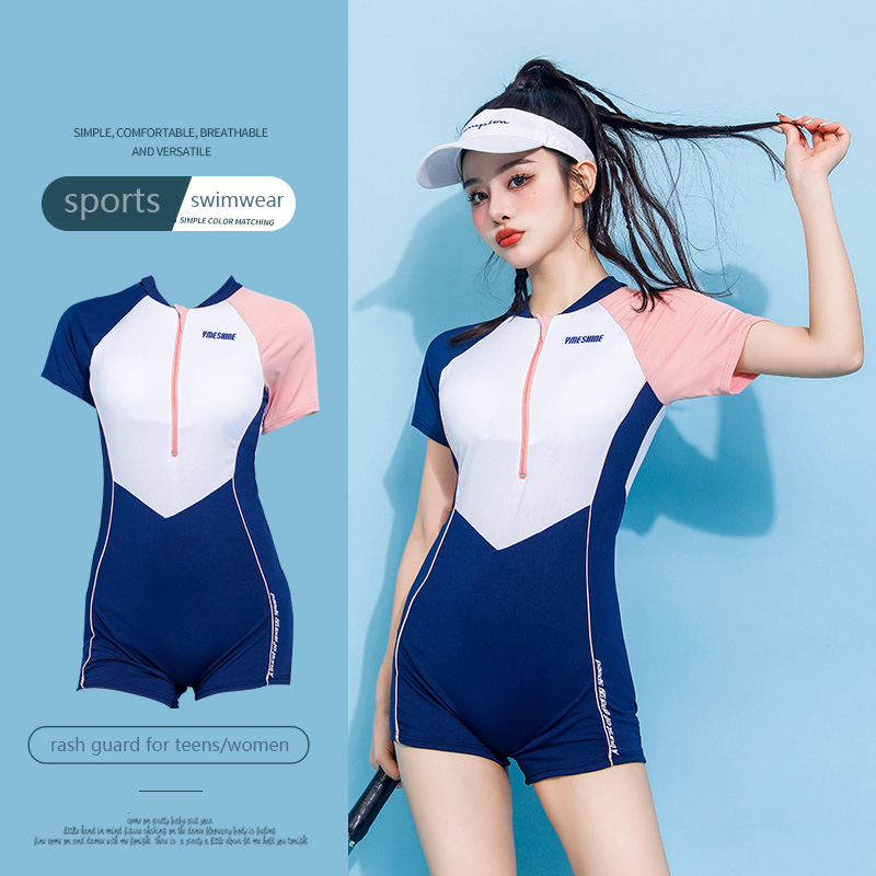 2025 New Sports Women's One-piece Swimsuit Students conservative rash ...