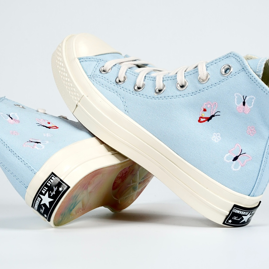 Converse Chuck 1970s Butterfly Embroidery Converse Official Light Blue
