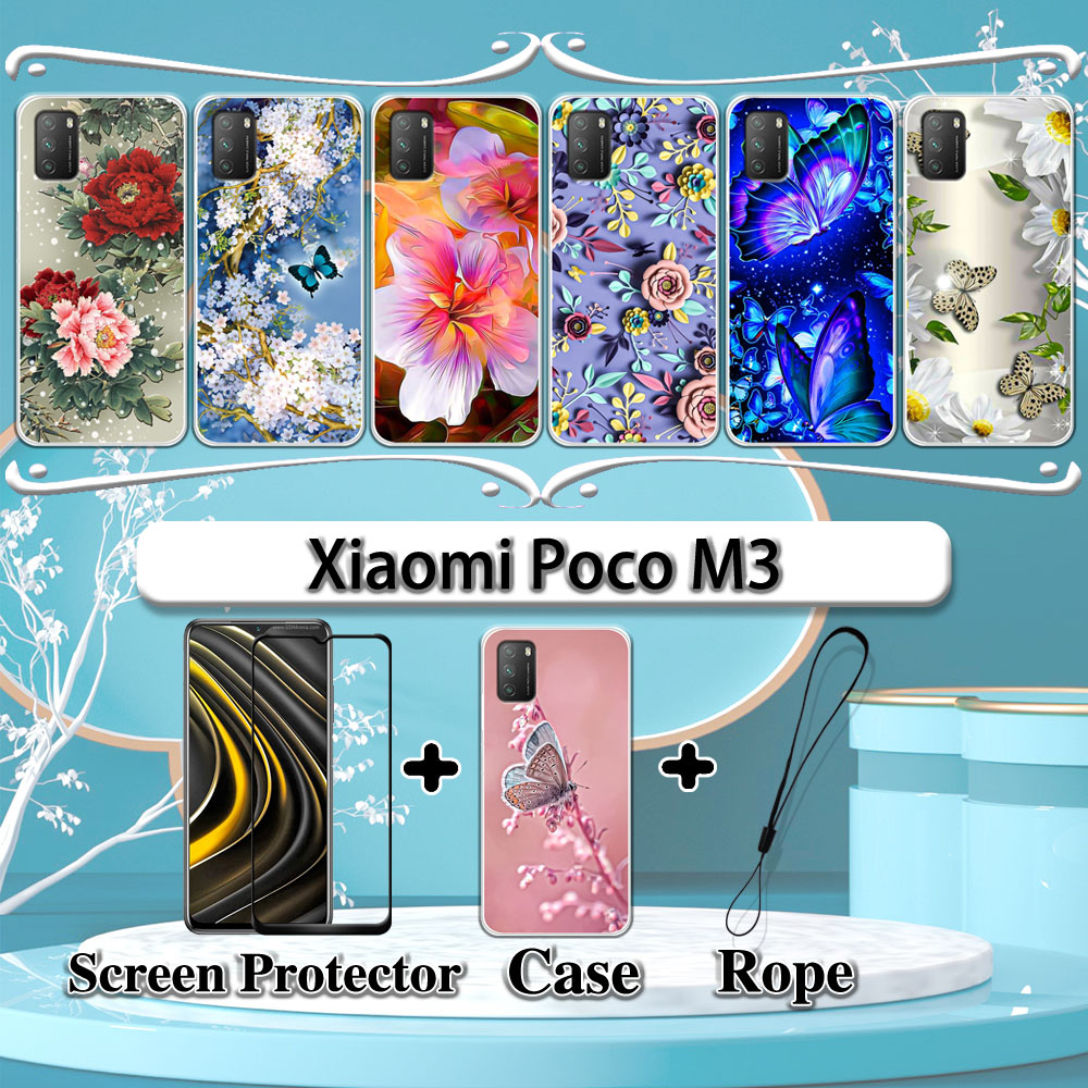 2 In 1 For Xiaomi Poco M3 Case With Tempered Glass Curved Ceramic 