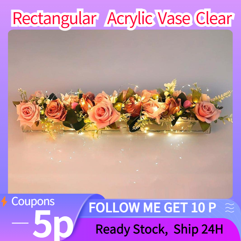 Rectangular Acrylic Vase Clear Flower Arranger Rectangle Vase For
