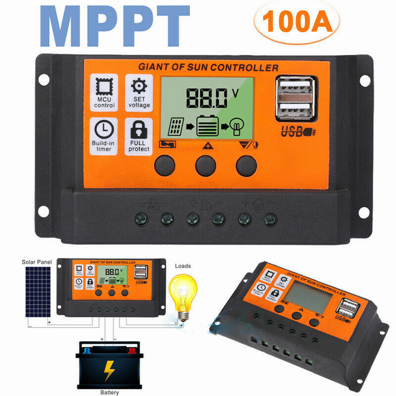 30A MPPT Solar Charge Controller – 12V/24V Auto, Dual USB, LCD Display – For LifePO4 Batteries