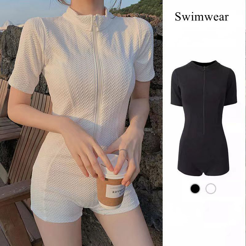 2024 New Sports Women's One-piece Swimsuit Students conservative rash ...