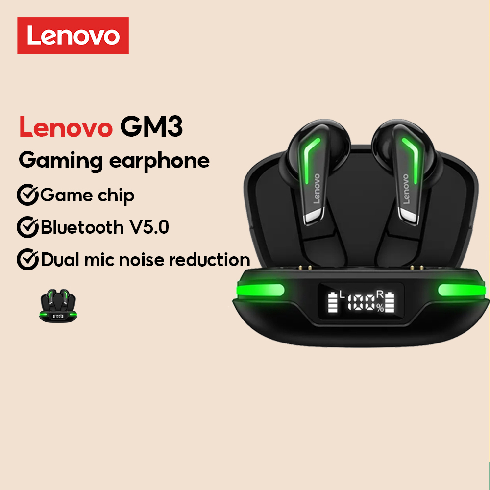Lenovo GM3 Bluetooth Earphones Gaming Earphone Low Latency With Mic