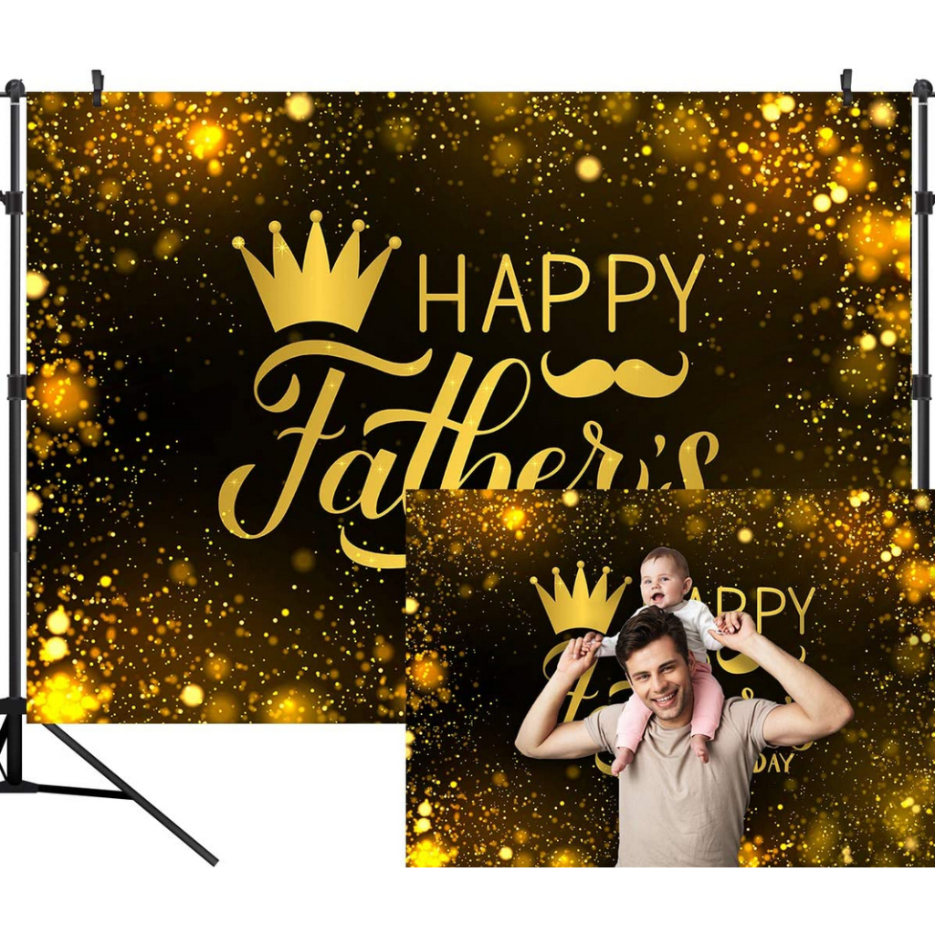 Happy Fathers Day Backdrop Gold Glitter Bokeh Photography Background 