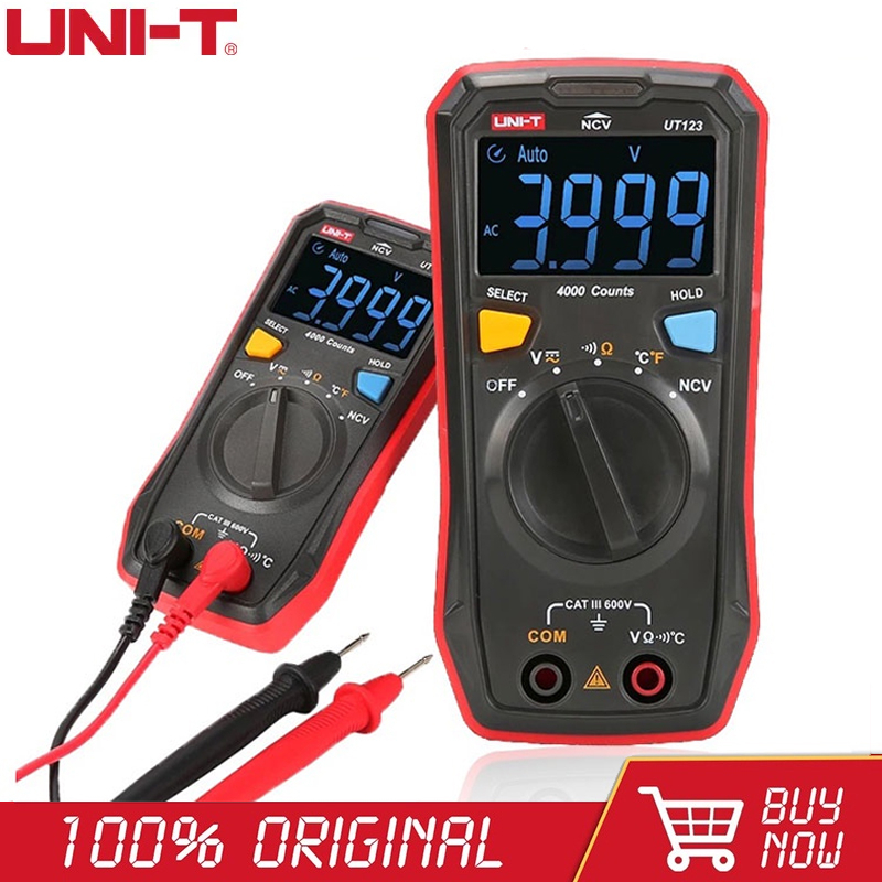 UNI-T UT123 Mini Digital Multimeter Temperature Tester AC DC Voltmeter ...