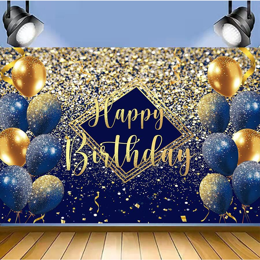 Blue and Gold Theme Photography Background for Happy Birthday Party ...