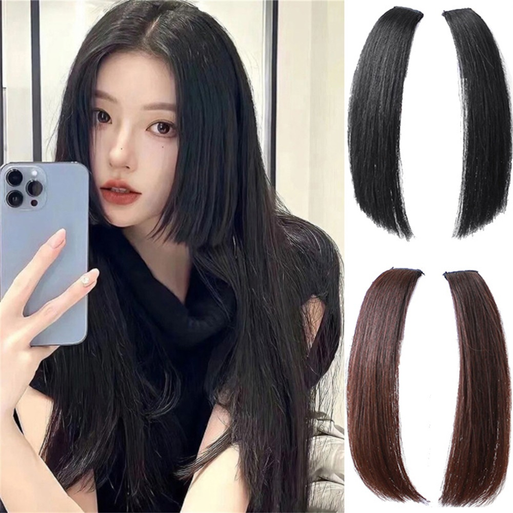Natural Seamless Invisible Princess Cut Bangs Wig Sideburns Face ...