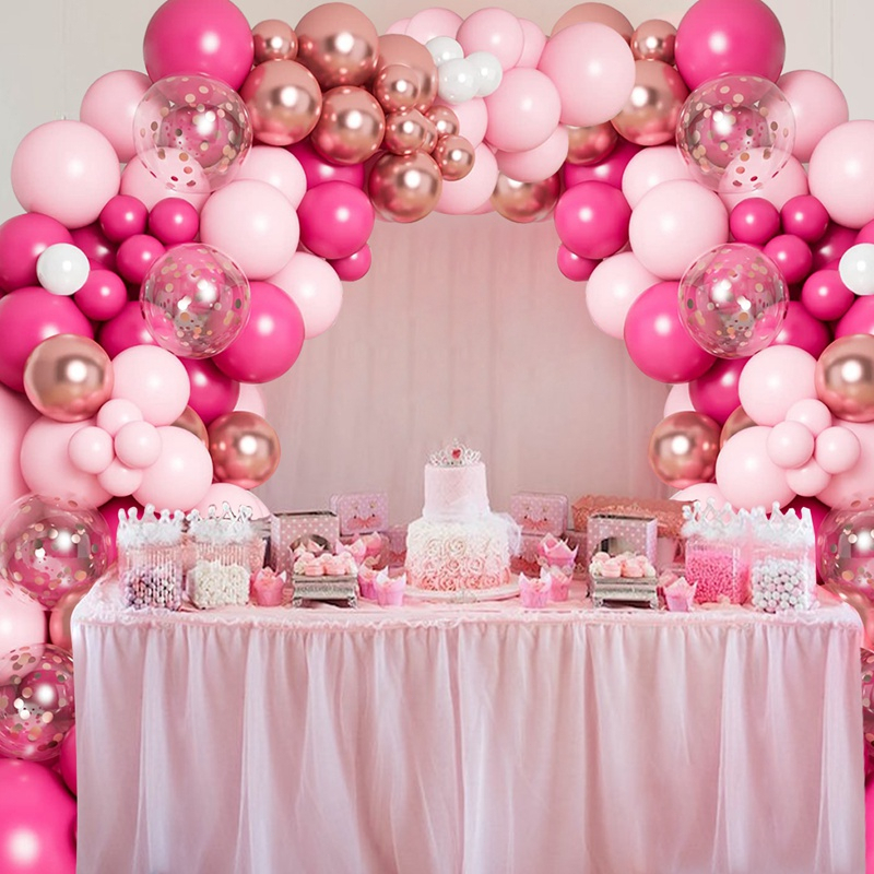 Pink Balloons For Baby Girl 1st Happy Birthday Party Decorations Latex ...