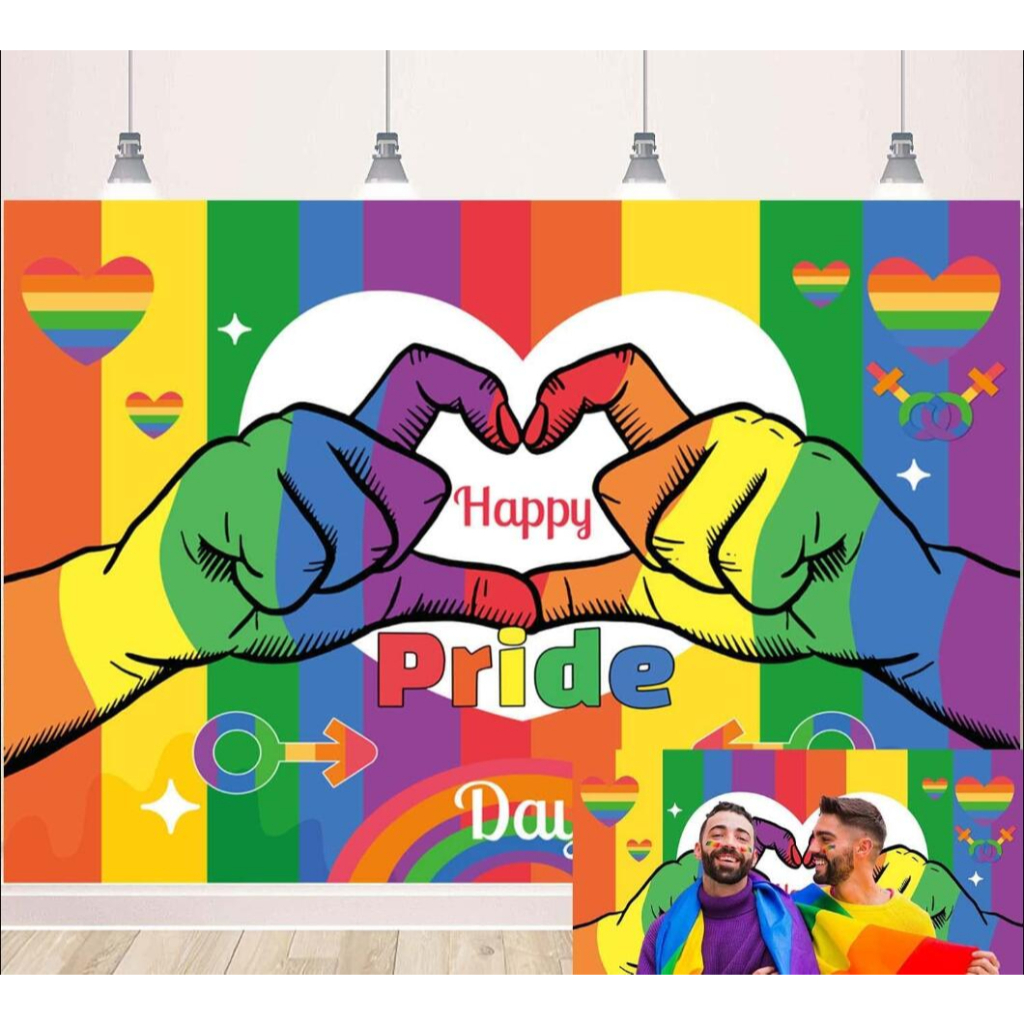 5x3ft Happy Pride Day Photography Backdrop Love Wins Rainbow Heart ...