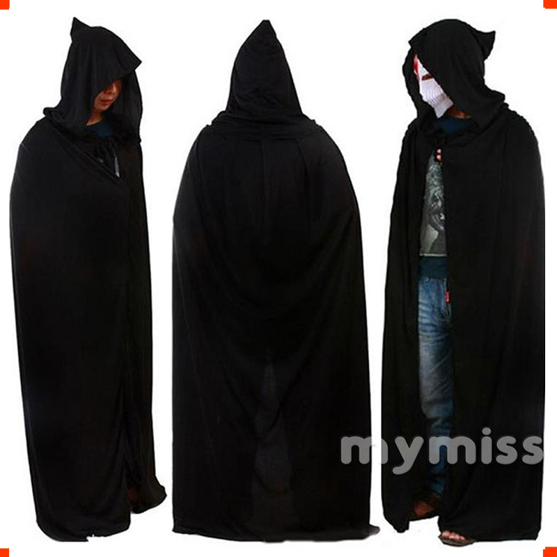 2025 Women Hooded Black Halloween Cosplay Cloak Wizard Vampire Witch ...