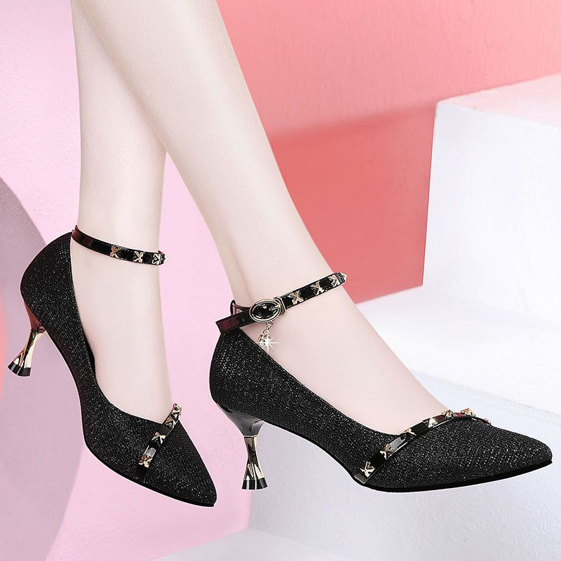 Women Cute Pointed to Buckle Strap Sexy Stiletto Heels Bridal Sexy Wedding Silver High Heel Shoes A6190 Shopee Philippines
