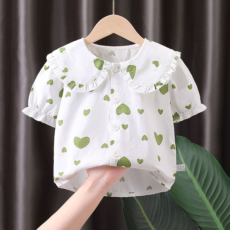 Sleeve Girls Shirts Pattern Baby Kids Fashion Girl Clothes Tops