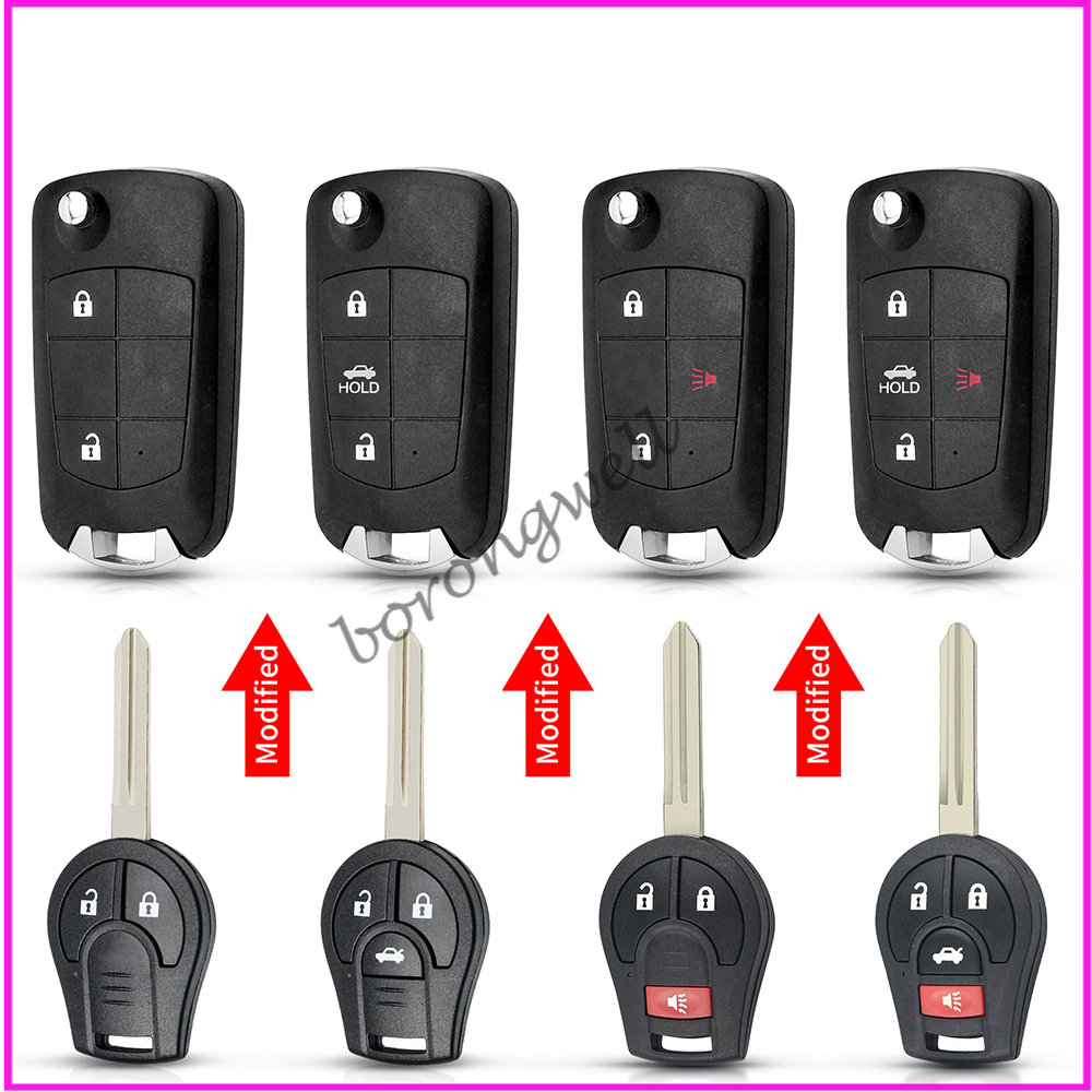 Modified Flip Folding Remote Uncut Blank Key 2/2+1/3/4 Button Car Key ...