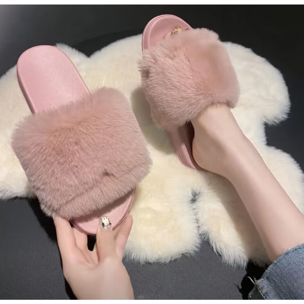 Winter Home Shoes Women House Slippers Warm Faux Fur Ladies Cross Soft