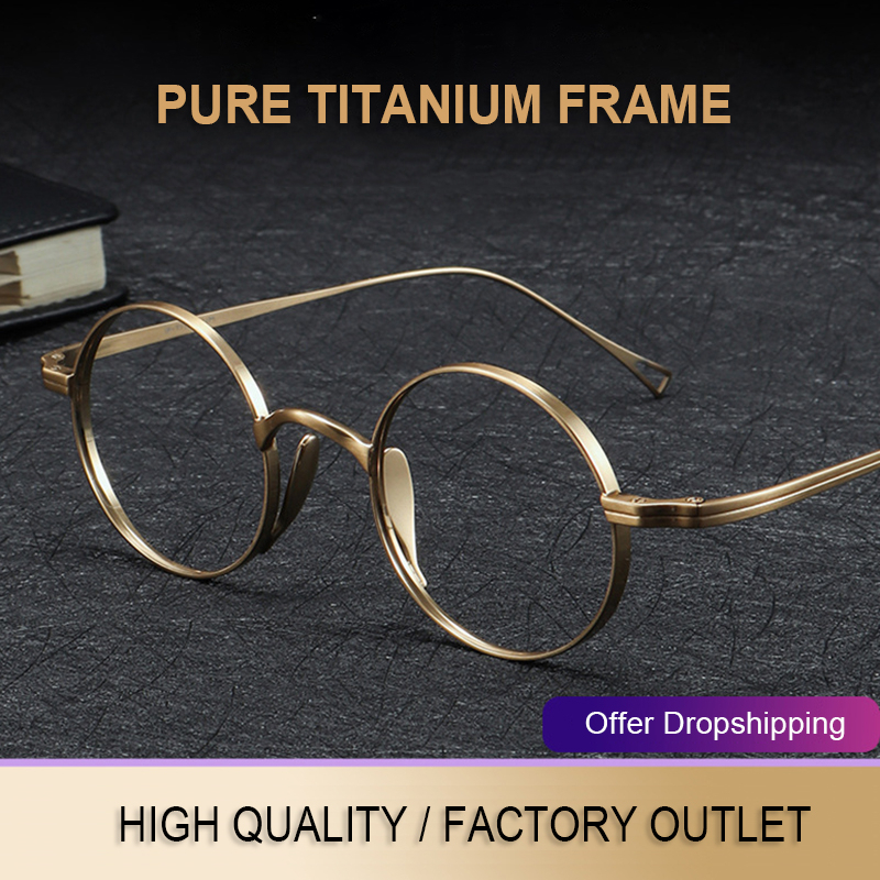 Fashion Small Round Glasses Frame Men Women Pure Titanium Ultralight  Eyewear Vintage Myopia Optical Eyeglasses Frame Retro High Quality Hand  Made