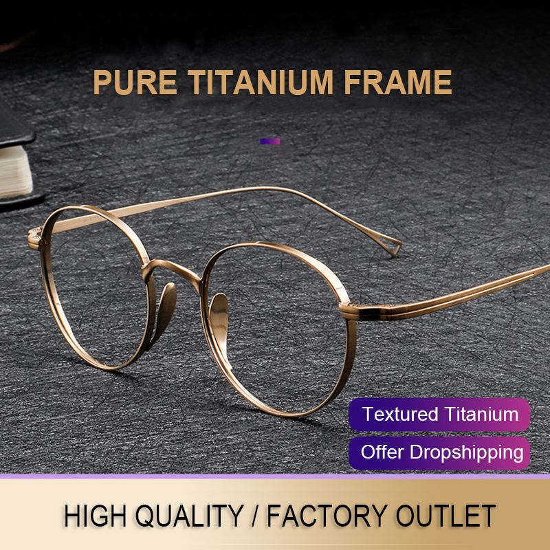 Pure Titanium Glasses Frame Men Women Luxury Brand Vintage Eyewear Oval  Optical Myopia Eyeglasses Lenses Spectacle Frame