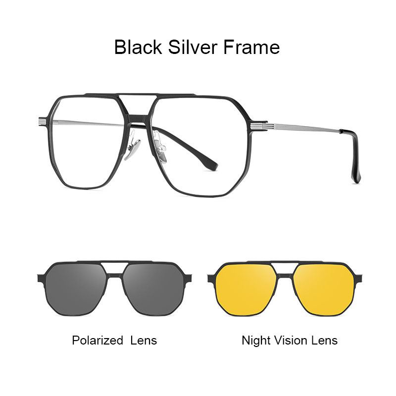 3 in 1 Aluminum Magnesium Polarized Sunglasses for Men Large Frame Glasses Frame Magnetic Adsorption Clip Lens Night vision Pilot Frame Shopee Philippines