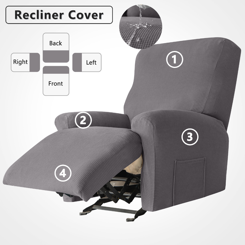 FORCHEER Recliner Sofa Cover Water Repellent Stretch Jacquard Armchair Sofa  Slipcover 1/2/3/4 Seater Relax Armchair Relax Cover Washable