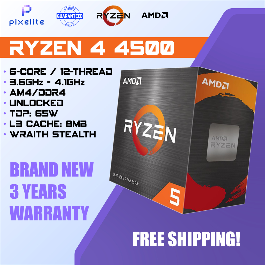 Amd Ryzen 5 4500 6 Cores 3 6ghz Up To 4 1ghz Unlocked Am4 Desktop Cpu Processor Shopee Philippines