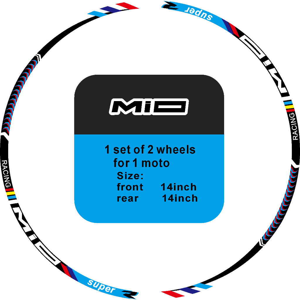 Reflective 14 Inch Motorcycle Wheel Hub Sticker Rim Decals Accessories ...