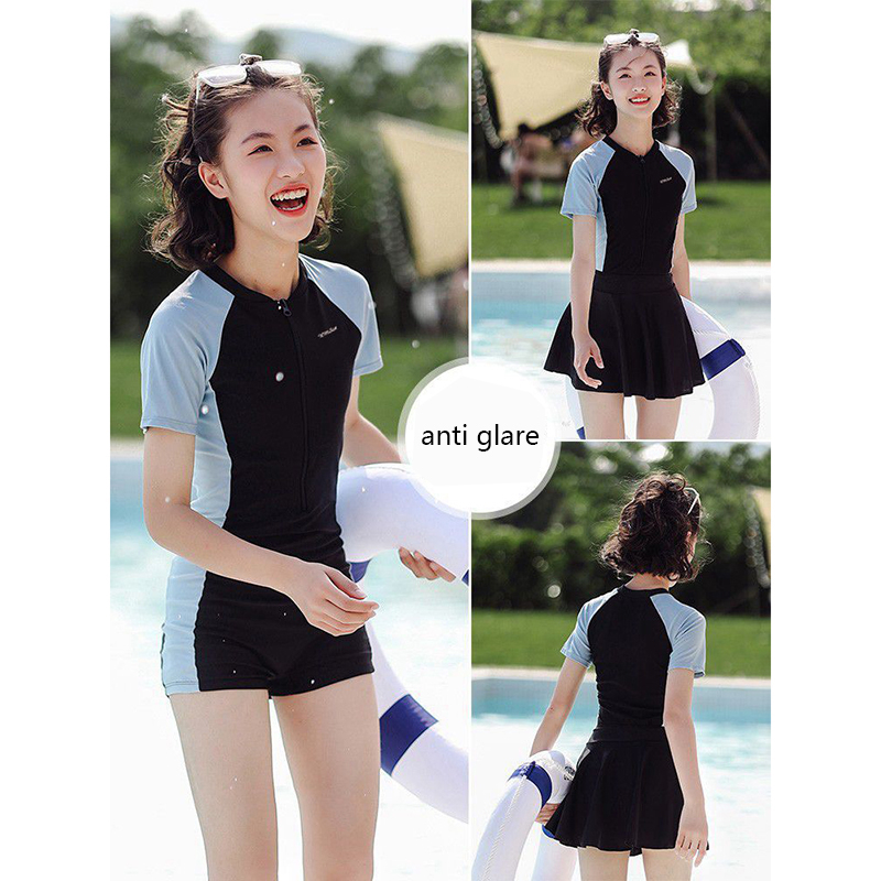 two PCS set Children's swimsuit girls rash guard for teens conservative ...