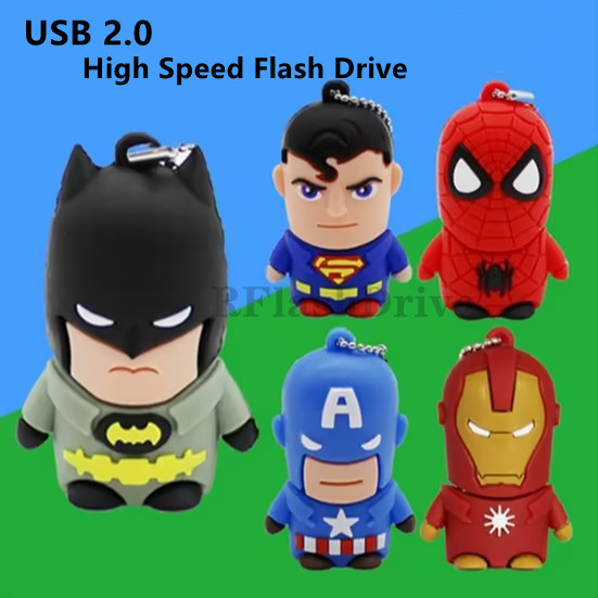 Marvel Series USB2.0 Cartoon Captain Batman Spider Man Superman Iron ...