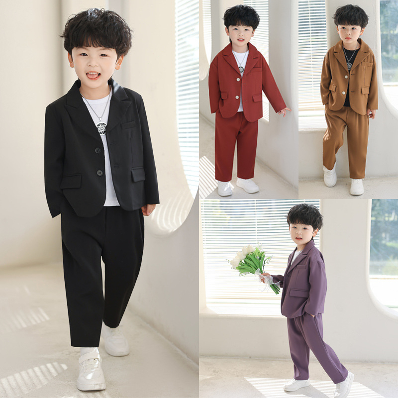 Boys Formal Fashion Suit Children Babys Jacket Pants Sets Wedding Party