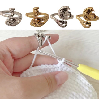 Cat-Shaped Open Ring Knitting Loop Crochet Rings Thimble Guide