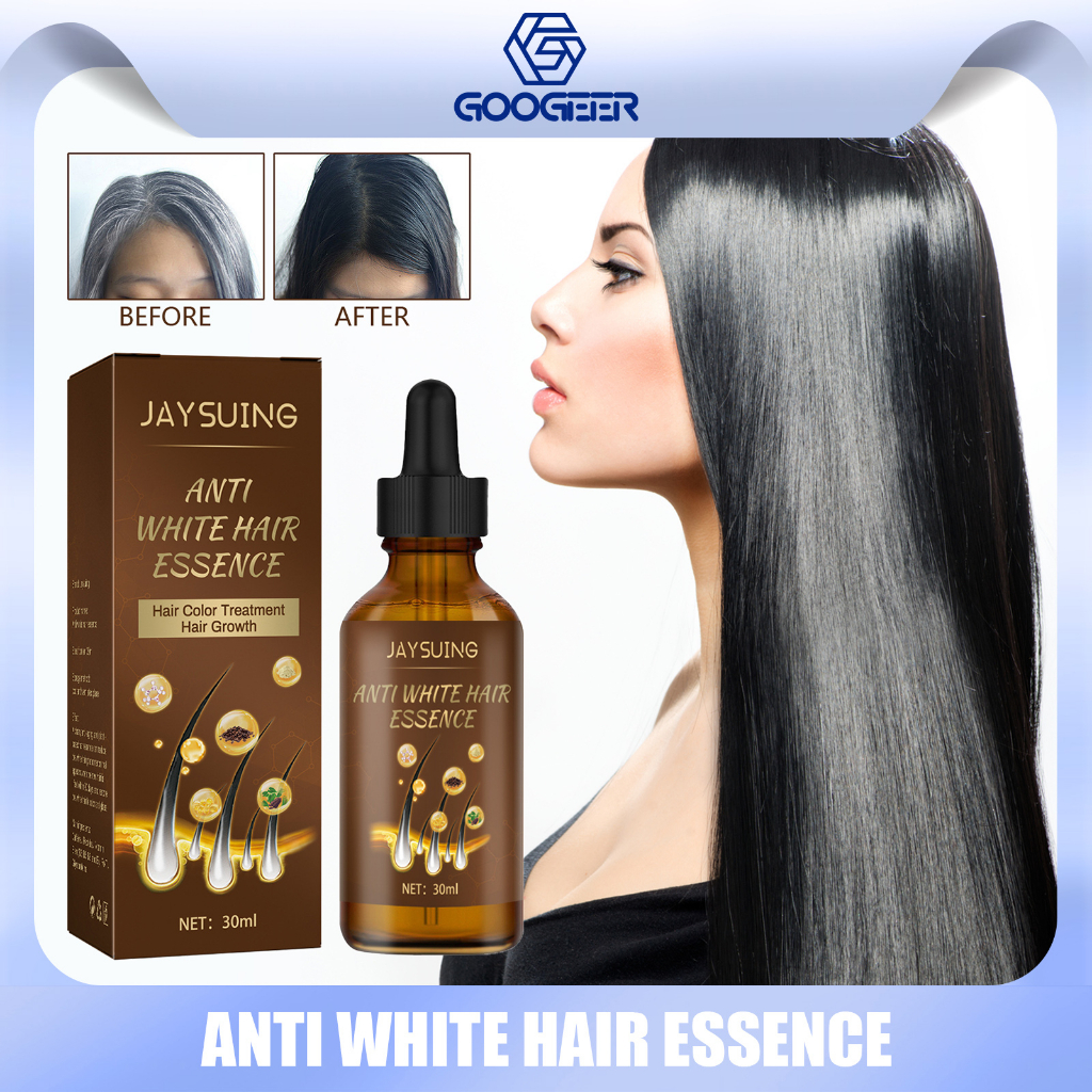 Jaysuing Anti White Hair Serum Gray To Black Repair Scalp Nourish Hair Blacken Serum Reduce Gray