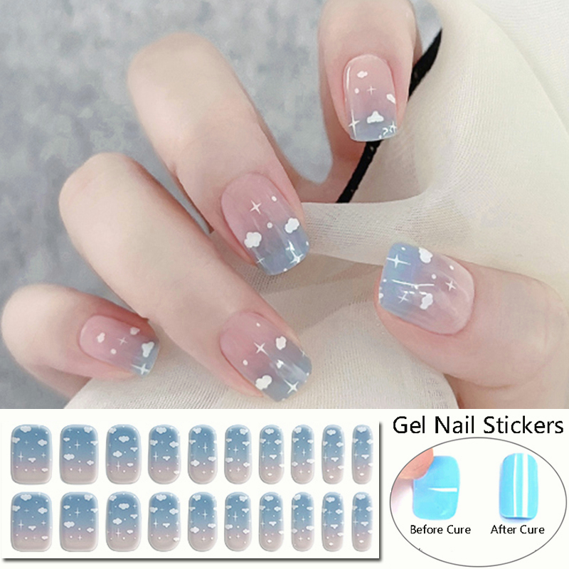 20Pcs Korea Semi-cure Gel Nail Stickers Halloween Christmas Day ...