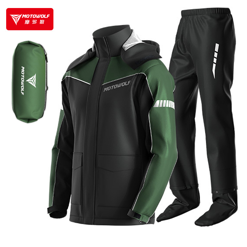 MOTOWOLF Motorcycle Rider Raincoat Set Men Color-Matching with Upgraded ...