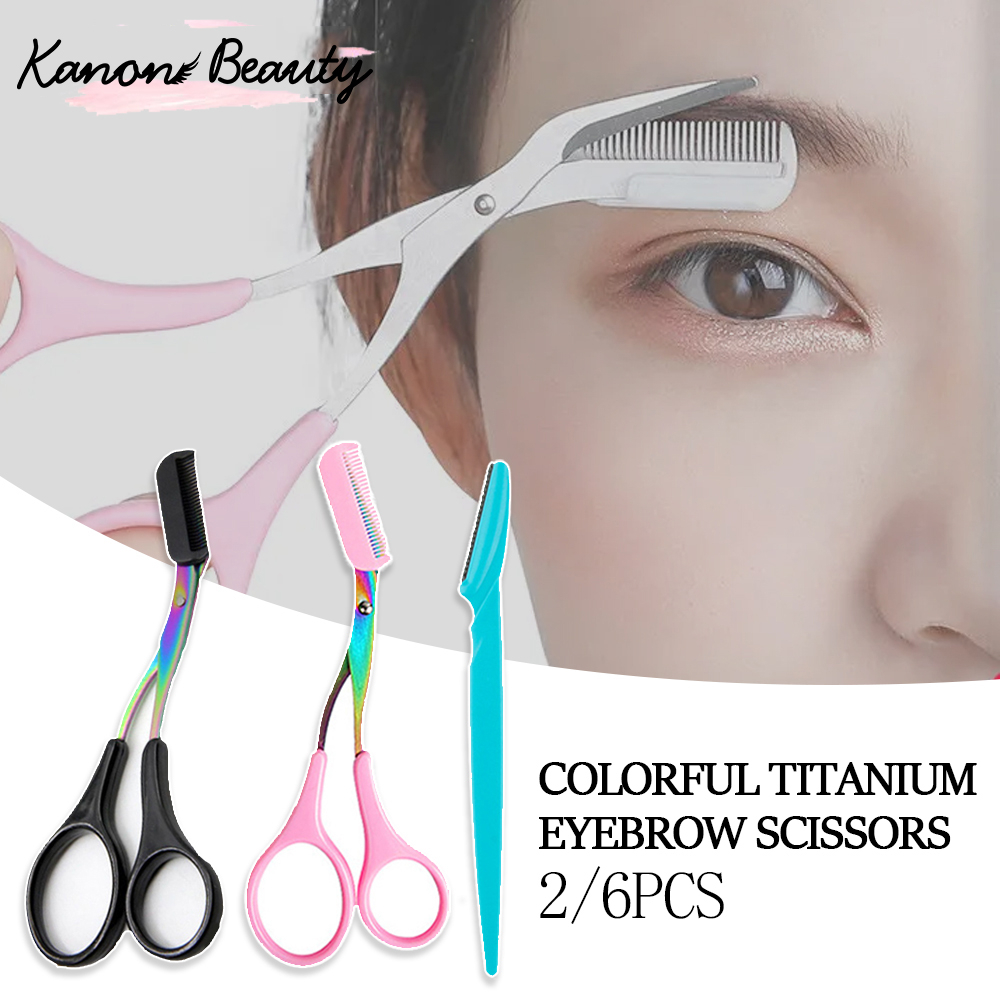 Eyebrow Shaving Knife Eyebrow Scissors with Comb Stainless Steel ...