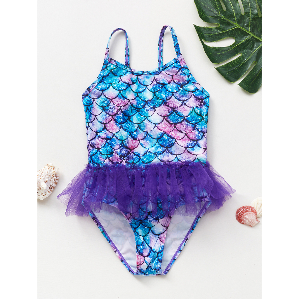 Children Swimsuit Fish Scale One-Piece Girls Fashion 1-7 Years Old ...