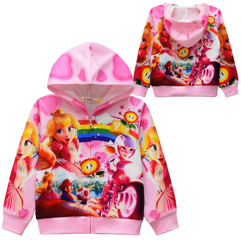 The Super Mario Bros Movie Princess Peach Jacket Long Sleeve Zipper ...