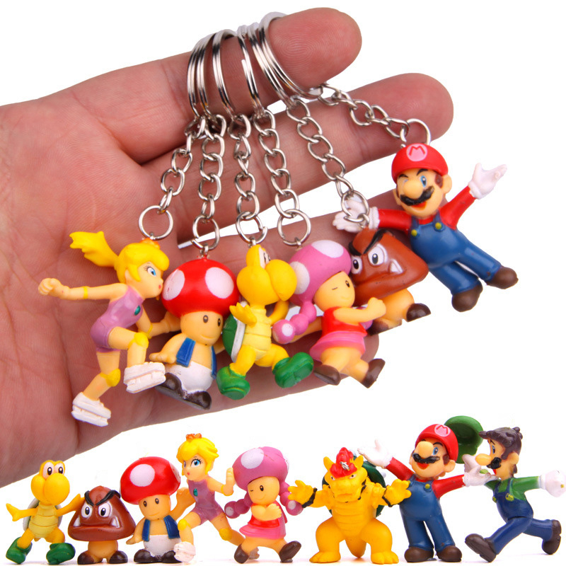 8pcs super mario bros luigi bowser princess peach figures sapoette ...