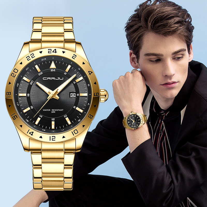 CRRJU Original Brand Men's Watch Fashion Luminous Business Watch Sports