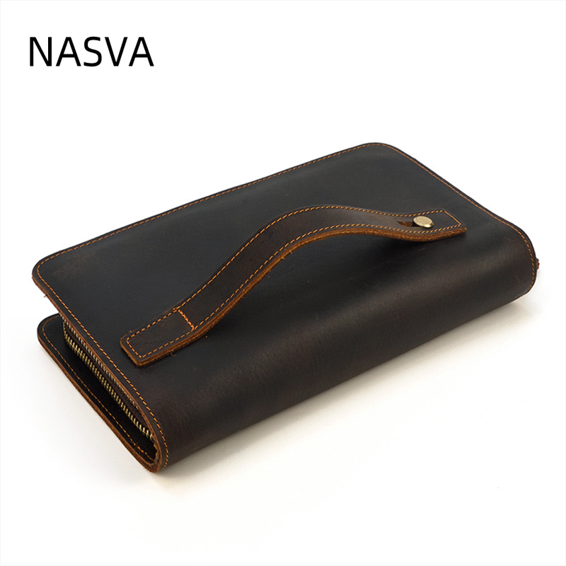 Nasva Genuine Leather Men's Clutch Bag Luxury Bag Designer Bag Crazy