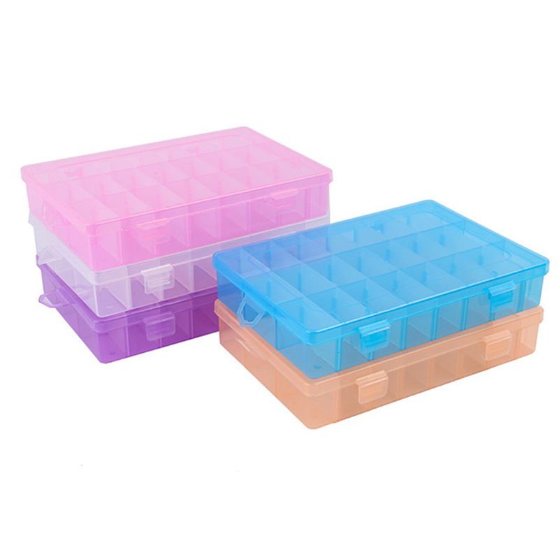 24 Grid Organizer Box Clear Plastic Container with Dividers Storage for
