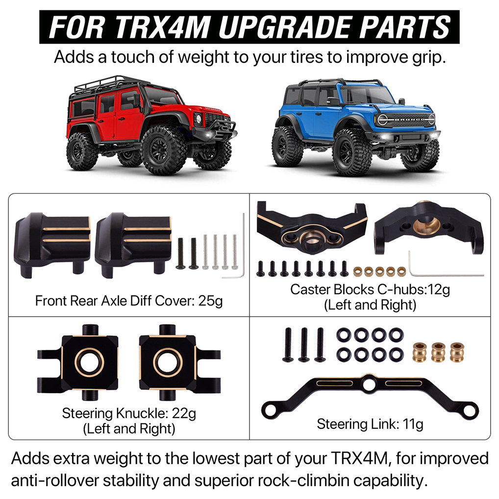 Upgrades For TRX4M Upgrades Brass Steering Link Knuckle Alex Diff Cover  Caster Blocks For Traxxas Trx 4m 1 18 Upgrades Rc Crawler Defender  I.709476009 Trx4m Brass