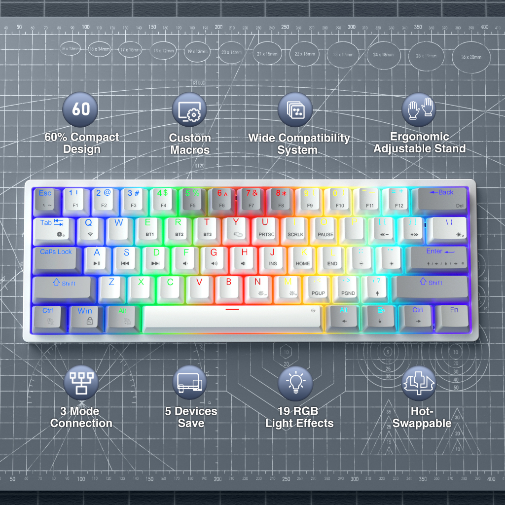 AULA SOLAKAKA SK961Mechanical Keyboard 61 key Hot Swappable RGB Light ...