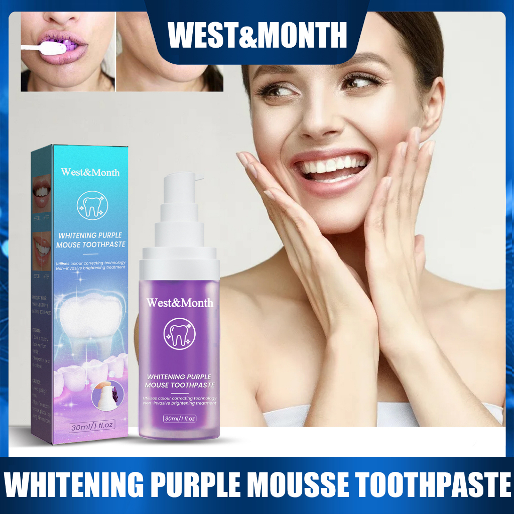 West&Month 30ml Brightening Purple Mousse Toothpaste Teeth Cleaning ...