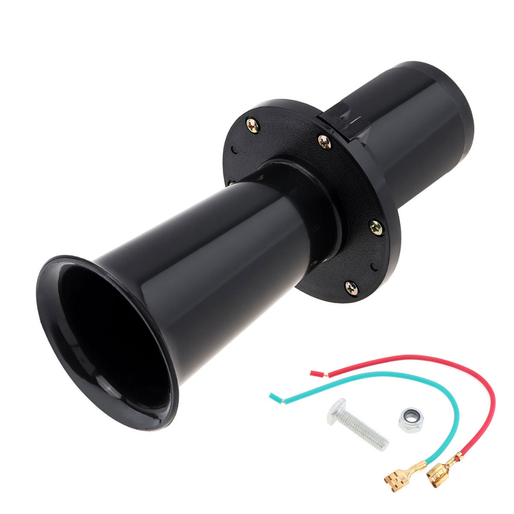 12V 110DB Vintage Car Horn – AHH-OOO-GAH Old School Siren For Trucks, RV, Antique Vehicles (Black)