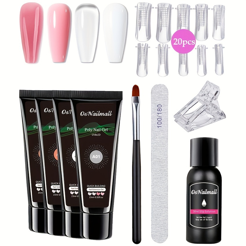 OsNailmall 6pcs/set Poly Extention Gel Set Acrylic gel kit Nail Tip