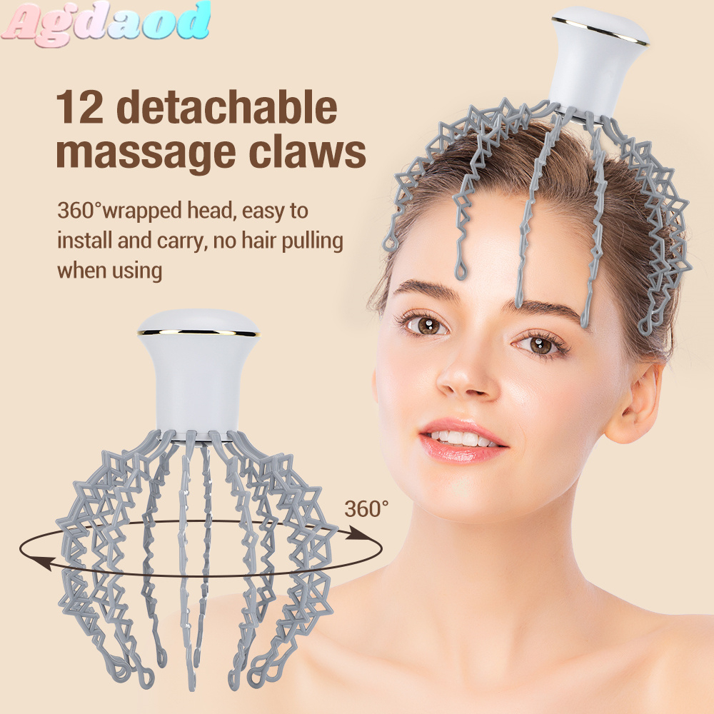 Agdoad Electric Octopus Claw Scalp Massager 12Claw 6 Modes Hands Head