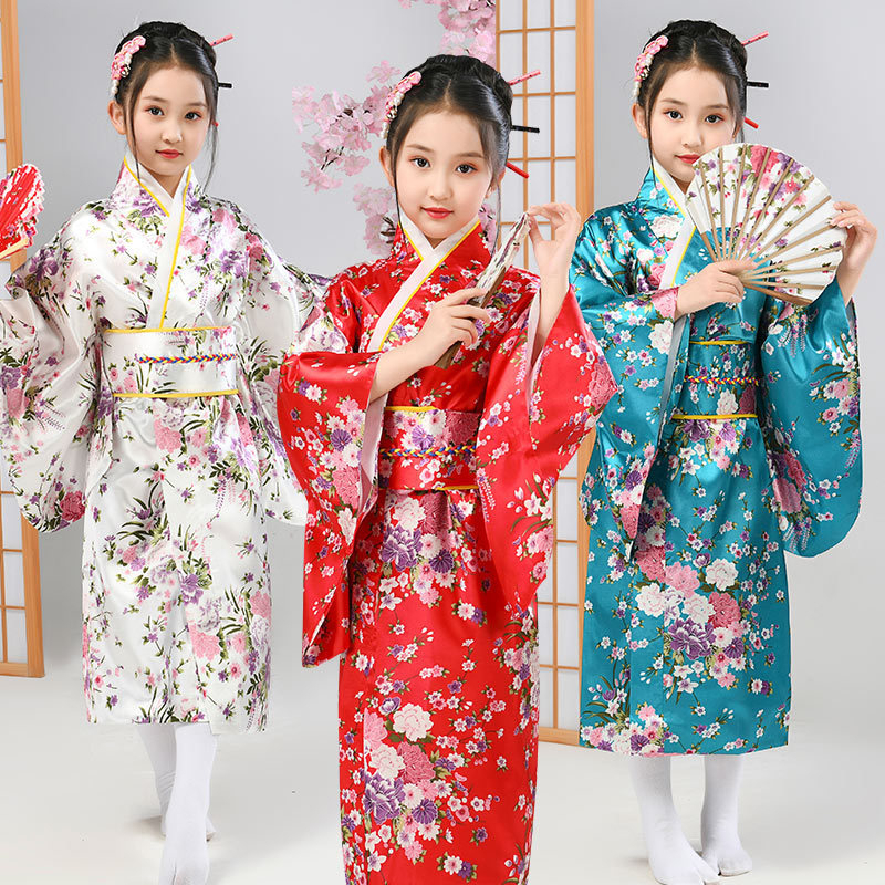 Hi-Kid Japanese Traditional Dress Kimono Robe for Kids Girls Costume ...